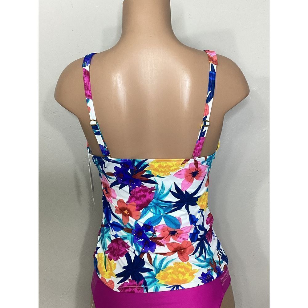 New. Blue Rod Beattie floral tankini top. - Picture 6 of 8